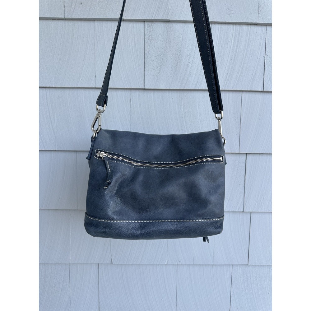 Roots Leather‎ Crossbody Bag Blue Vintage Tribe Leather Tassel - Picture 3 of 8
